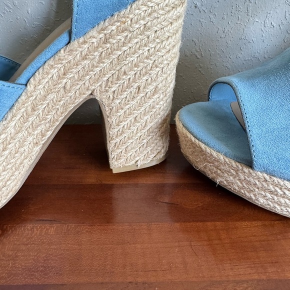 Sun + Stone Light Blue SS Fey Espadrille Strappy Chunky Heel Womens 9.5 Coquette - Picture 6 of 8